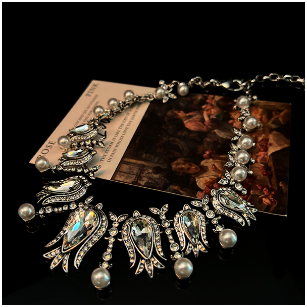 Antique zircon crystal elegant necklace -  Versailles Splendor 004