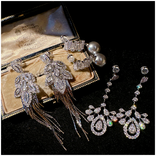 Sparkling wheat ear drop gemstone earrings - Timeless Radiance 021