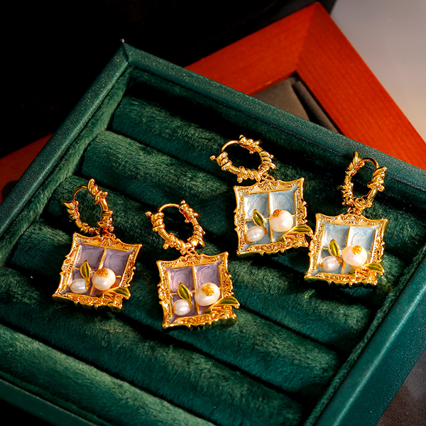 18K gold plated Baroque natural pearl earrings