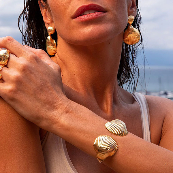 18K gold plated water resistant earings bracelet rings