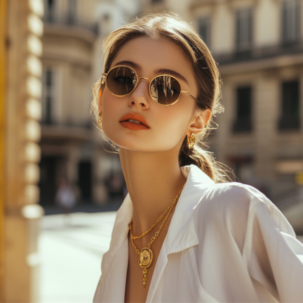 Retro necklace 18K gold titanium coin medal necklace